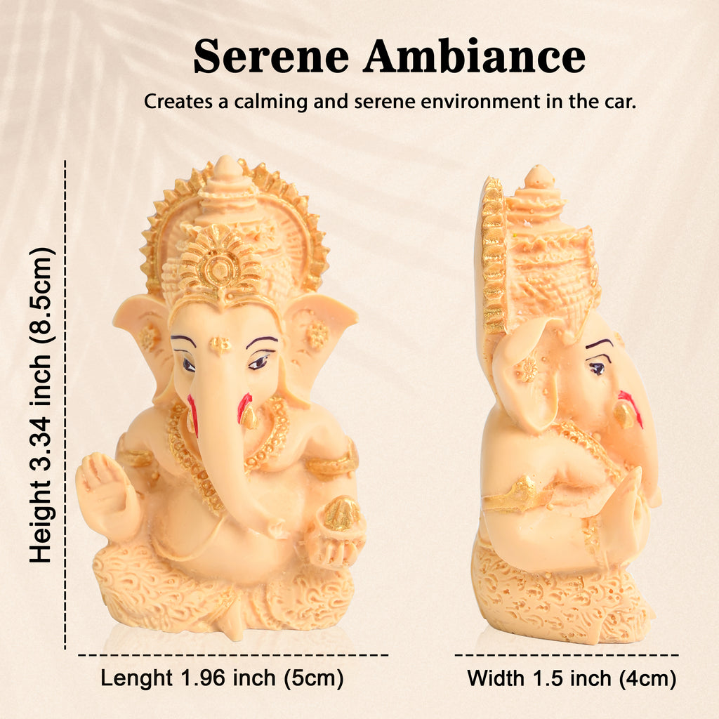 HindCraft Lord Ganesha Idol for Car Dashboard, Home Temple, Office Desk & Spiritual Décor