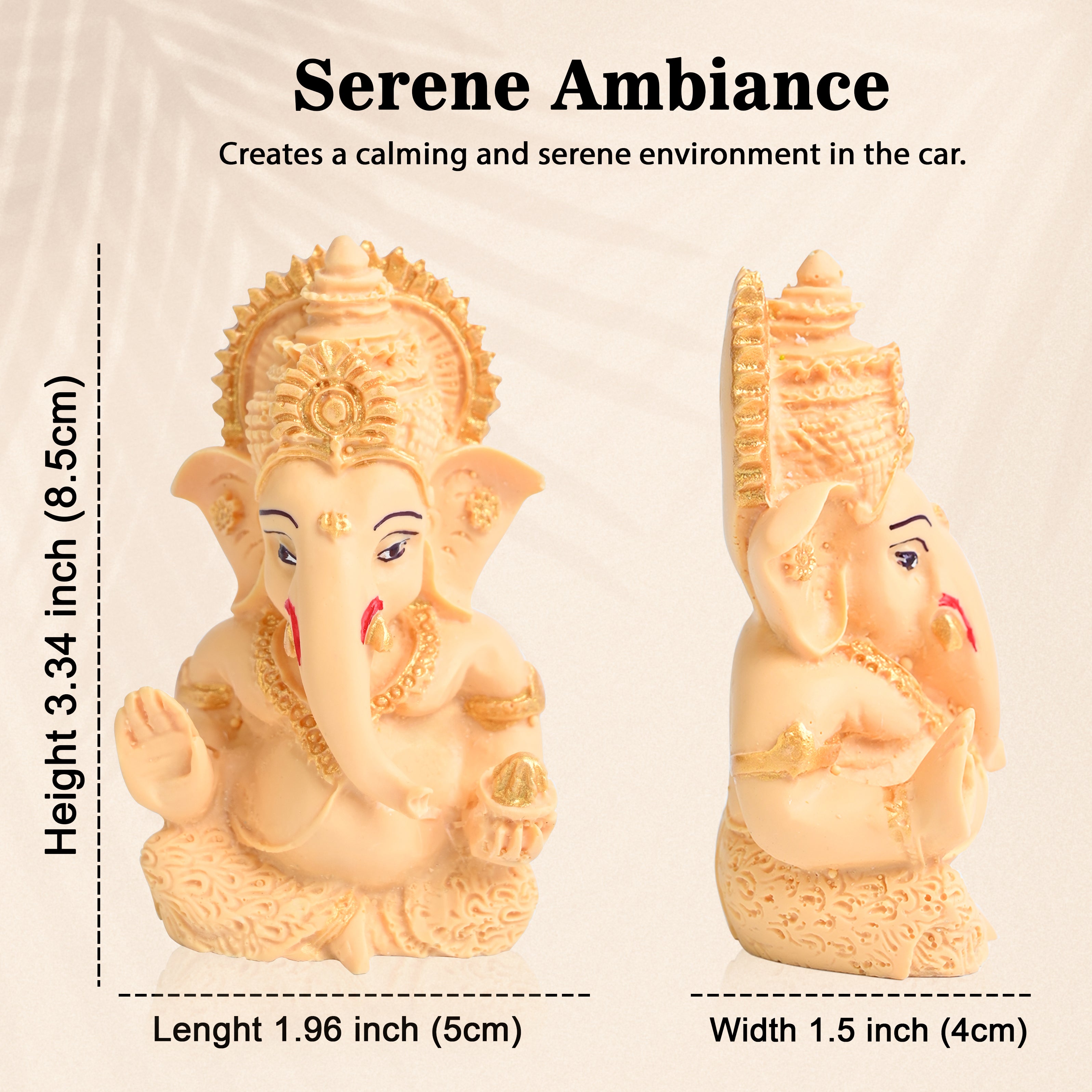 HindCraft Lord Ganesha Idol for Car Dashboard, Home Temple, Office Desk & Spiritual Décor