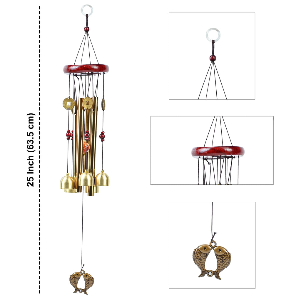 HindCraft Feng Shui Wind Chime with Bells & Coins for Home Entrance