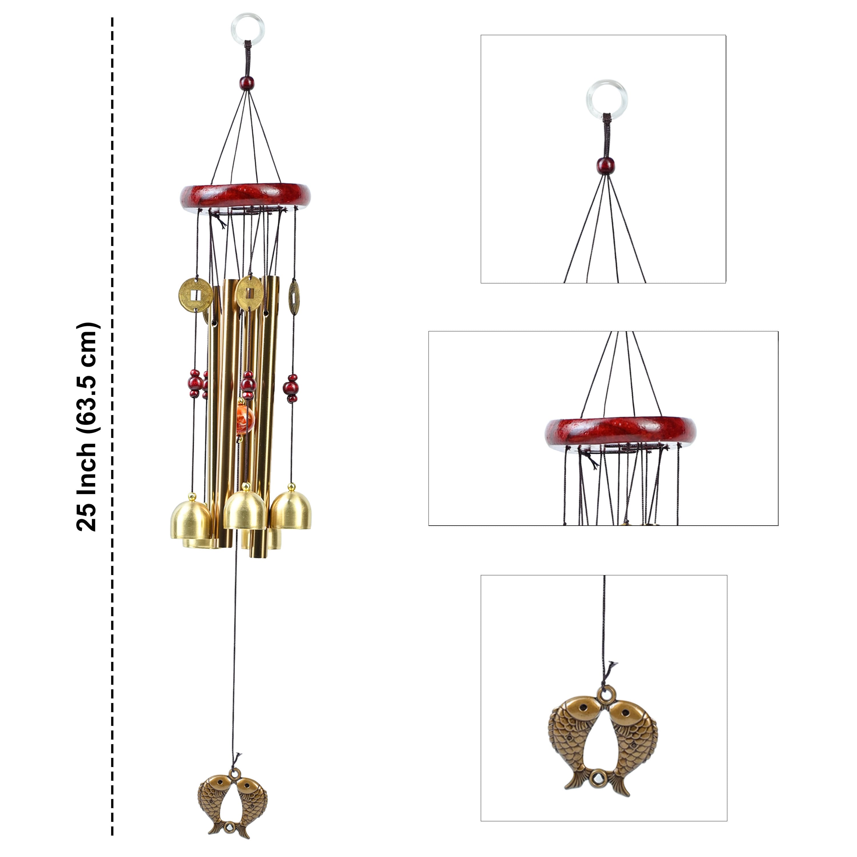 HindCraft Feng Shui Wind Chime with Bells & Coins for Home Entrance