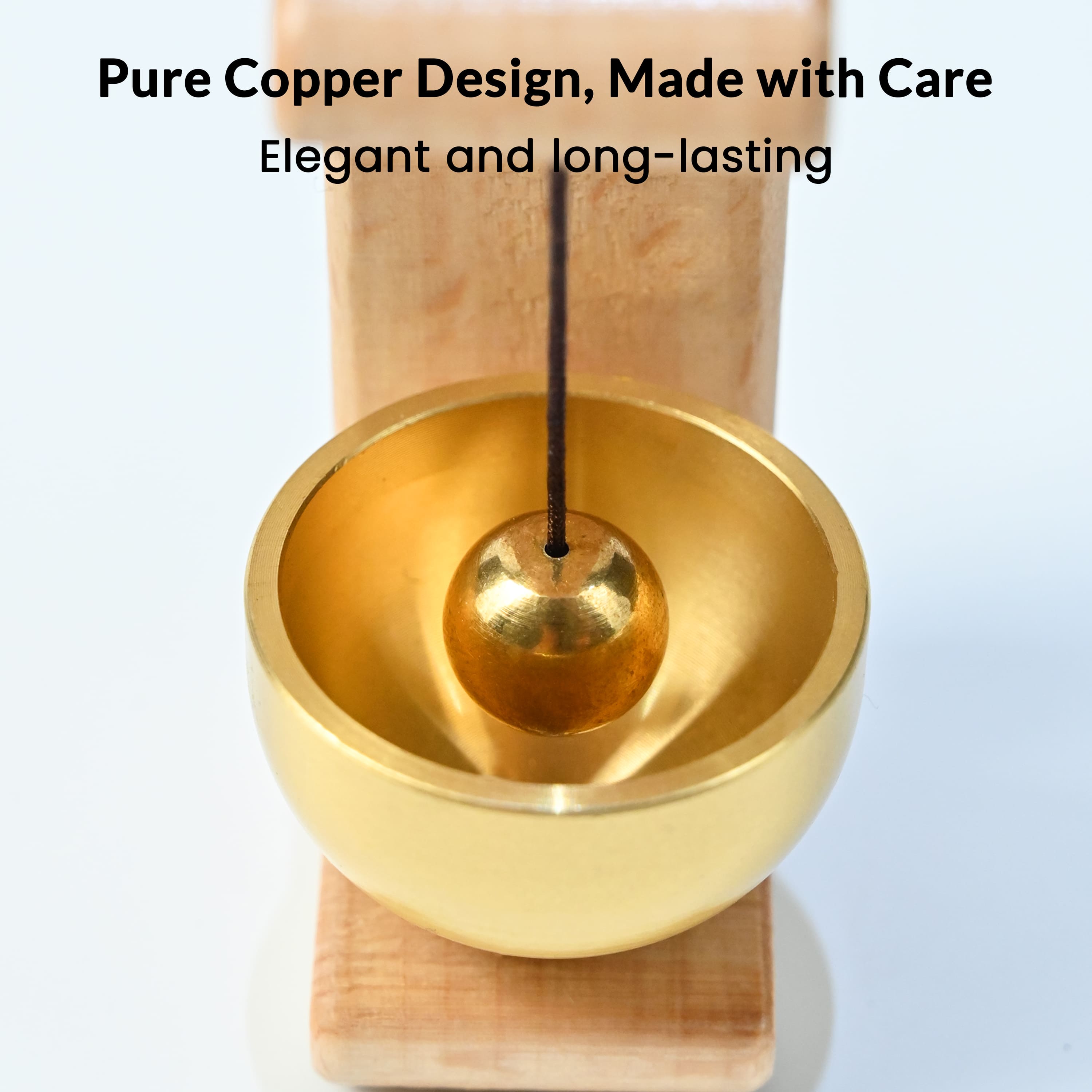 HindCraft Wooden Door Bell with Brass Hanging Bell – Wooden Door Chime for Home Entrance