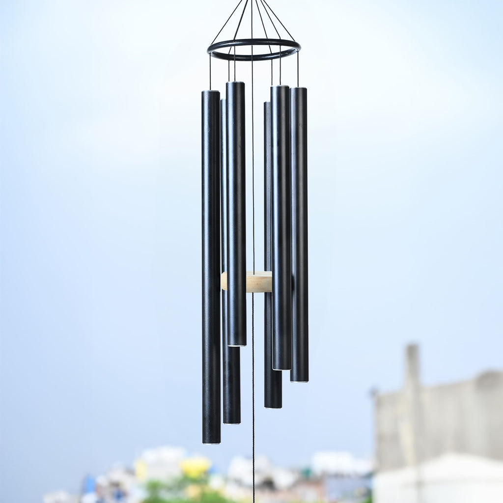 HindCraft Large Hanging Black Wind Chime for Home, Garden, Balcony & Patio Décor