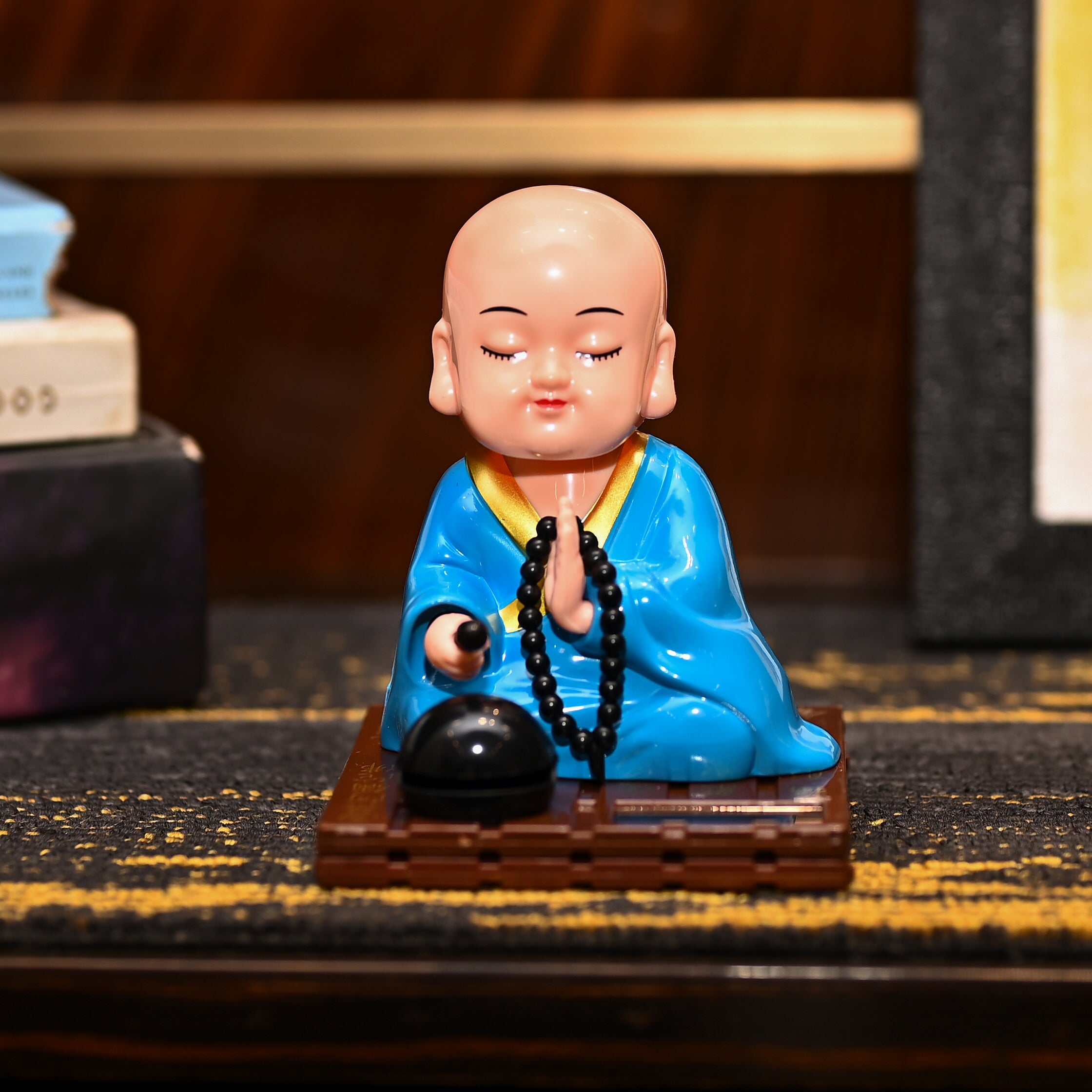 Solar-Powered Moving Head and Hand Sitting Gautam Buddha Statue