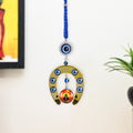 HindCraft Evil Eye Horseshoe Hanging with Meditation Charm for Home Entrance, Door, Wall & Office Décor