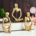 HindCraft Thinker Men Statue Set of 3 Golden Decorative Showpieces