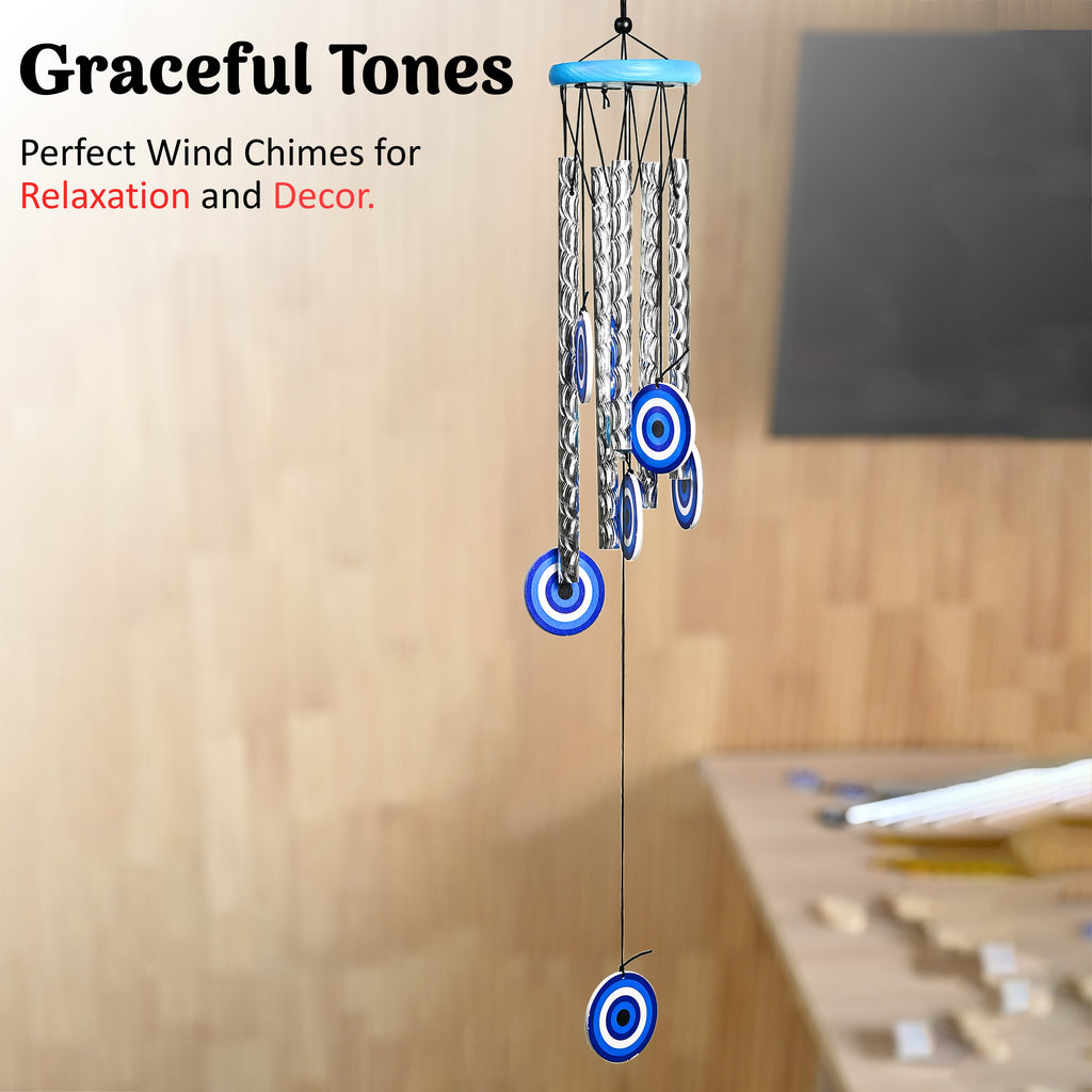 HindCraft Silver Evil Eye Wind Chime for Home & Garden