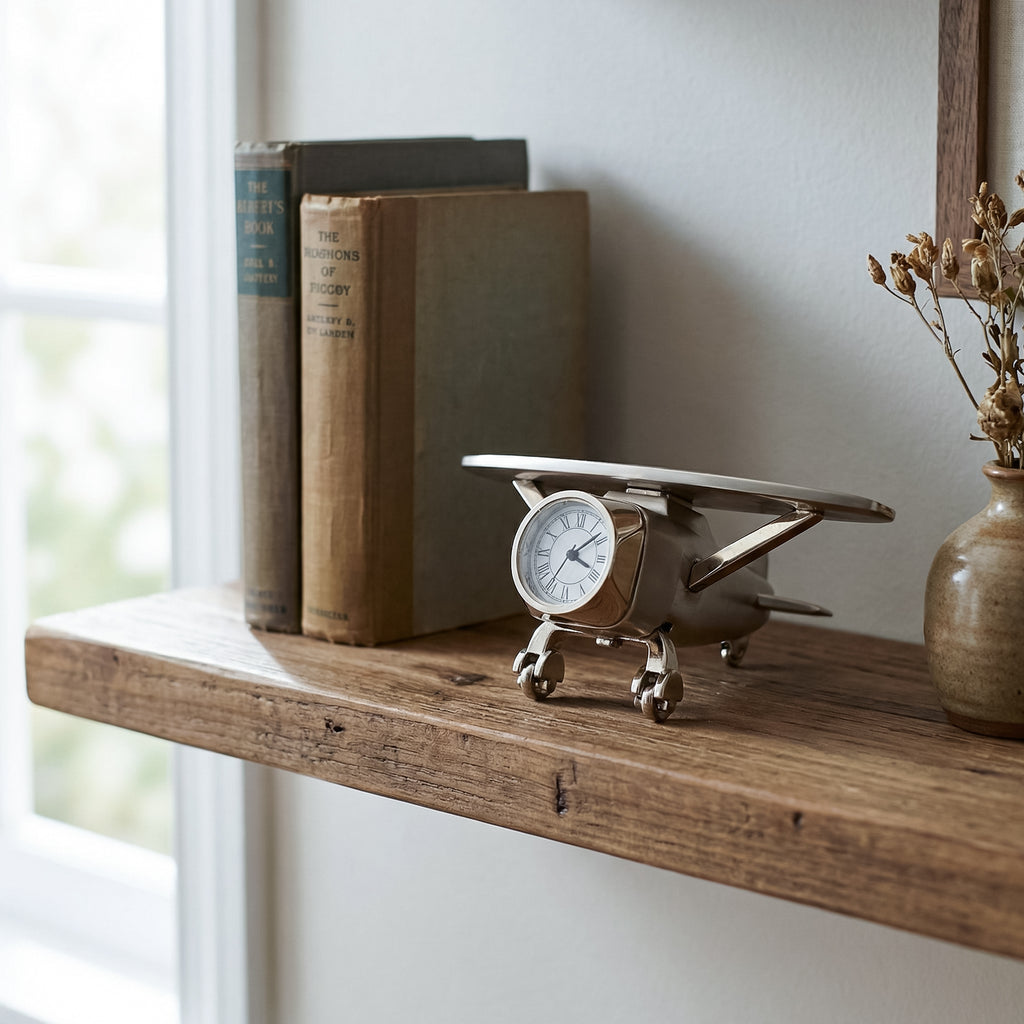 HindCraft Metal Aeroplane Table Clock with Roman Dial for Home & Office Décor