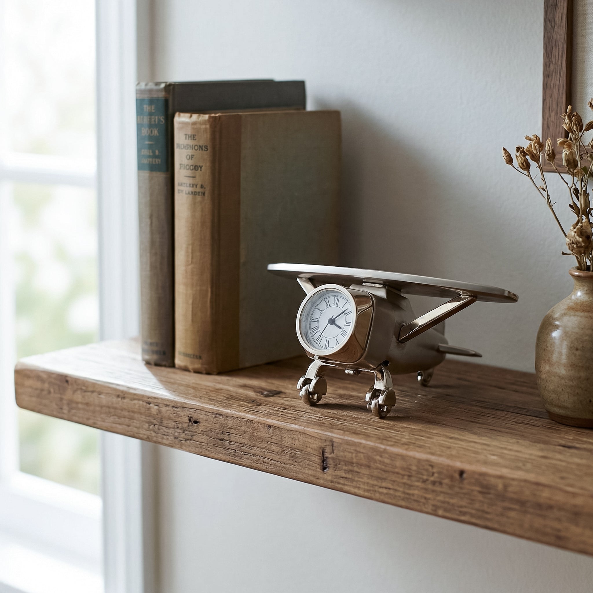 HindCraft Metal Aeroplane Table Clock with Roman Dial for Home & Office Décor