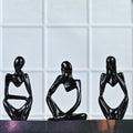 HindCraft Black Thinker Men Statue Set of 3 Modern Abstract Showpieces