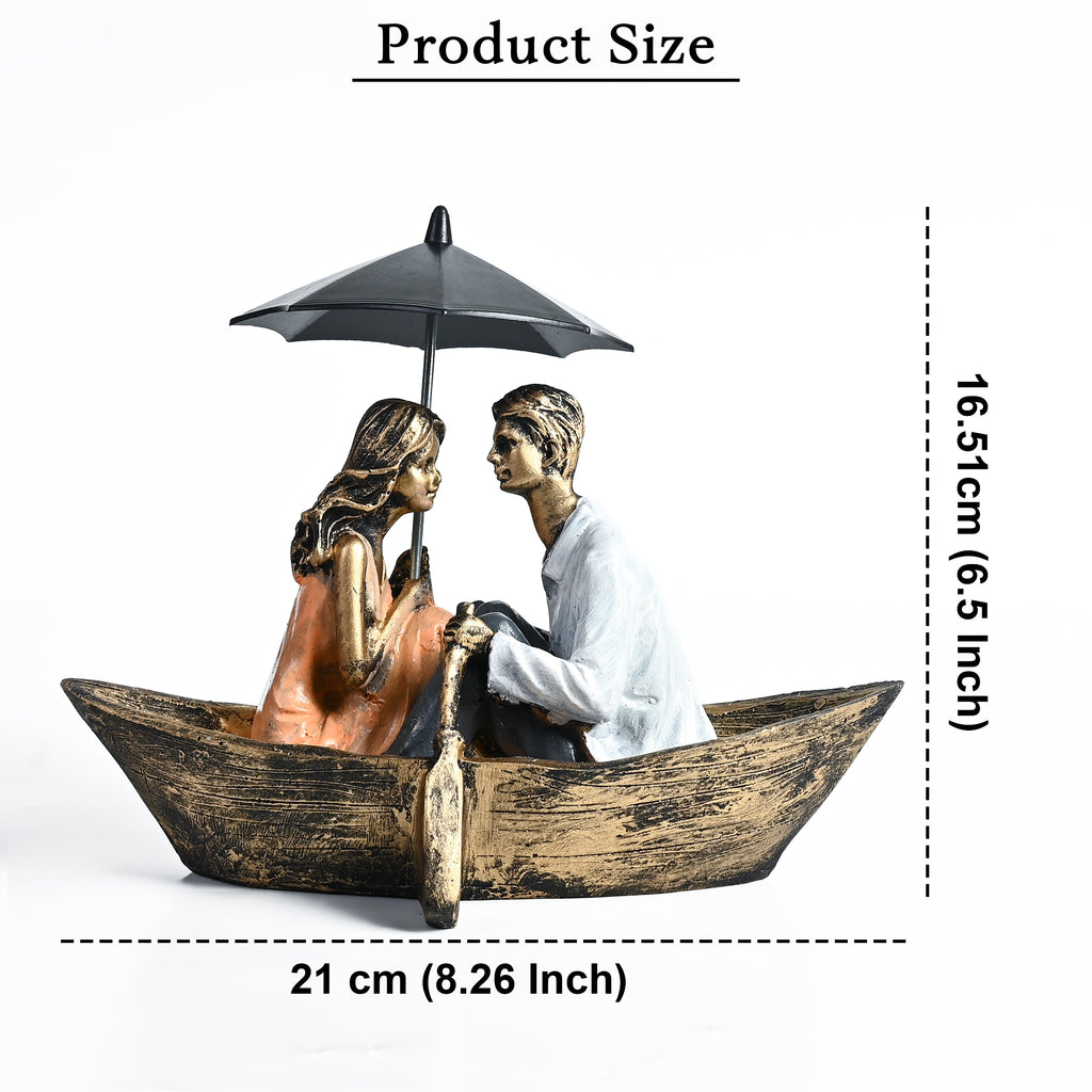 HindCraft Romantic Couple Boat Showpiece with Umbrella for Home, Living Room, Bedroom & Table Décor