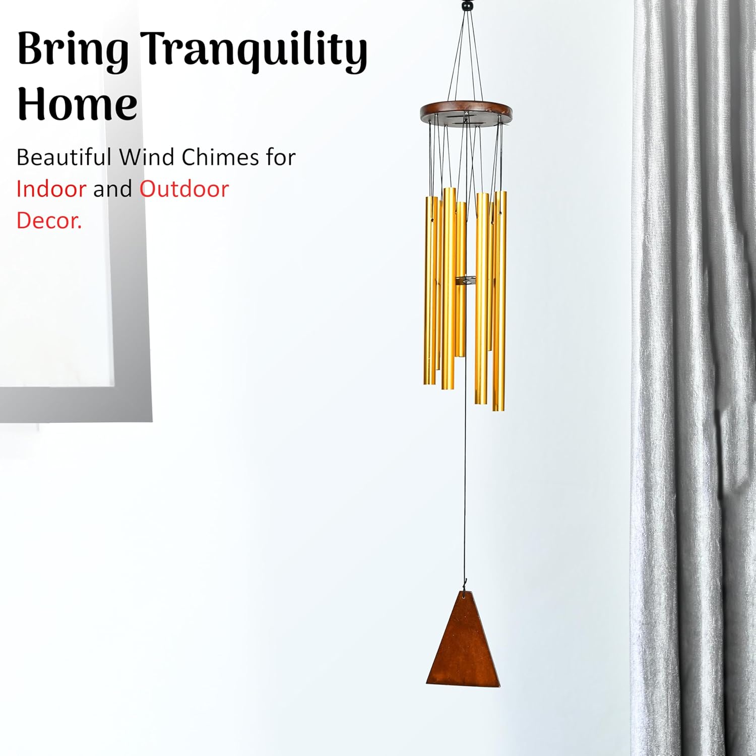 HindCraft Decorative Gold Wind Chime for Home, Balcony & Garden