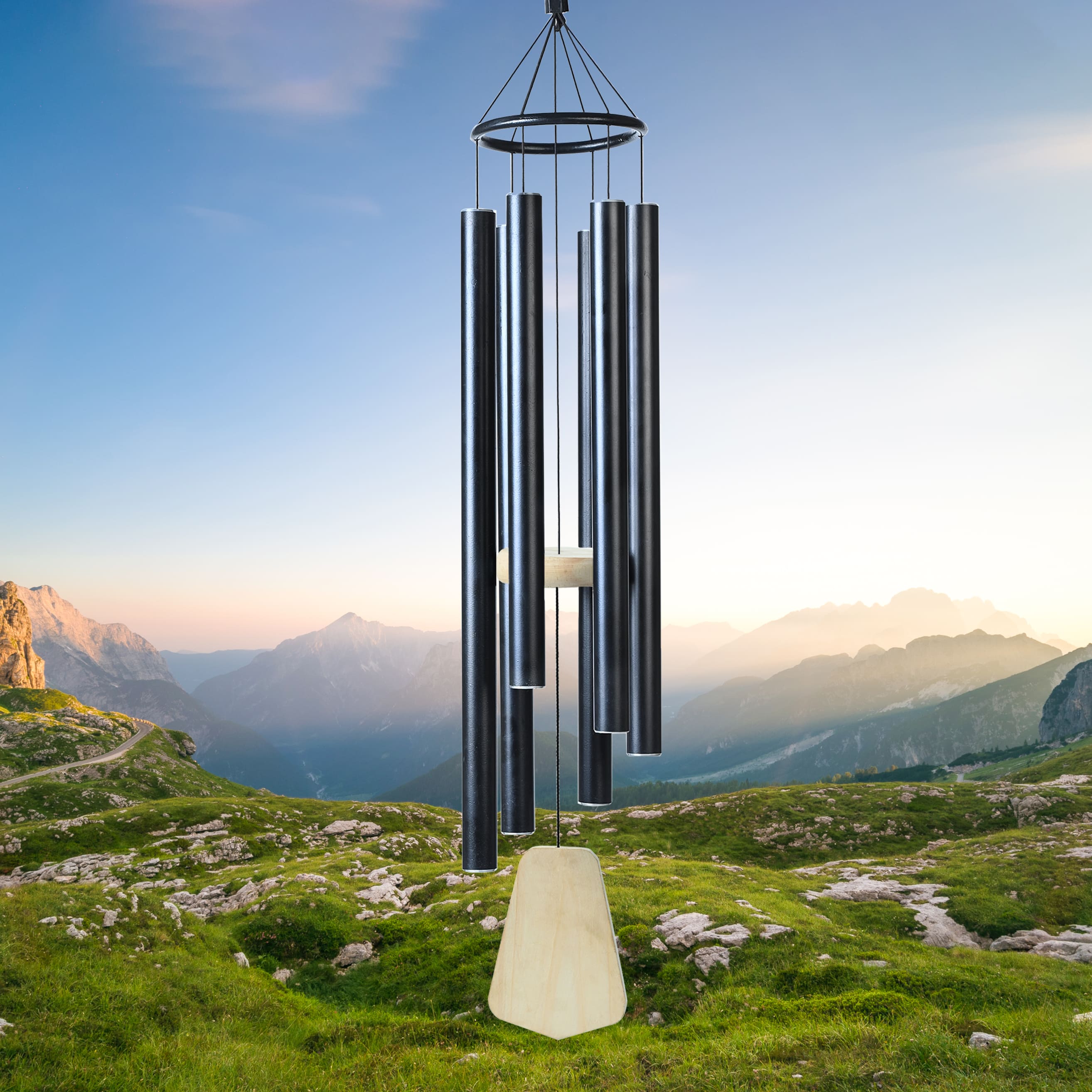 HindCraft Large Hanging Black Wind Chime for Home, Garden, Balcony & Patio Décor