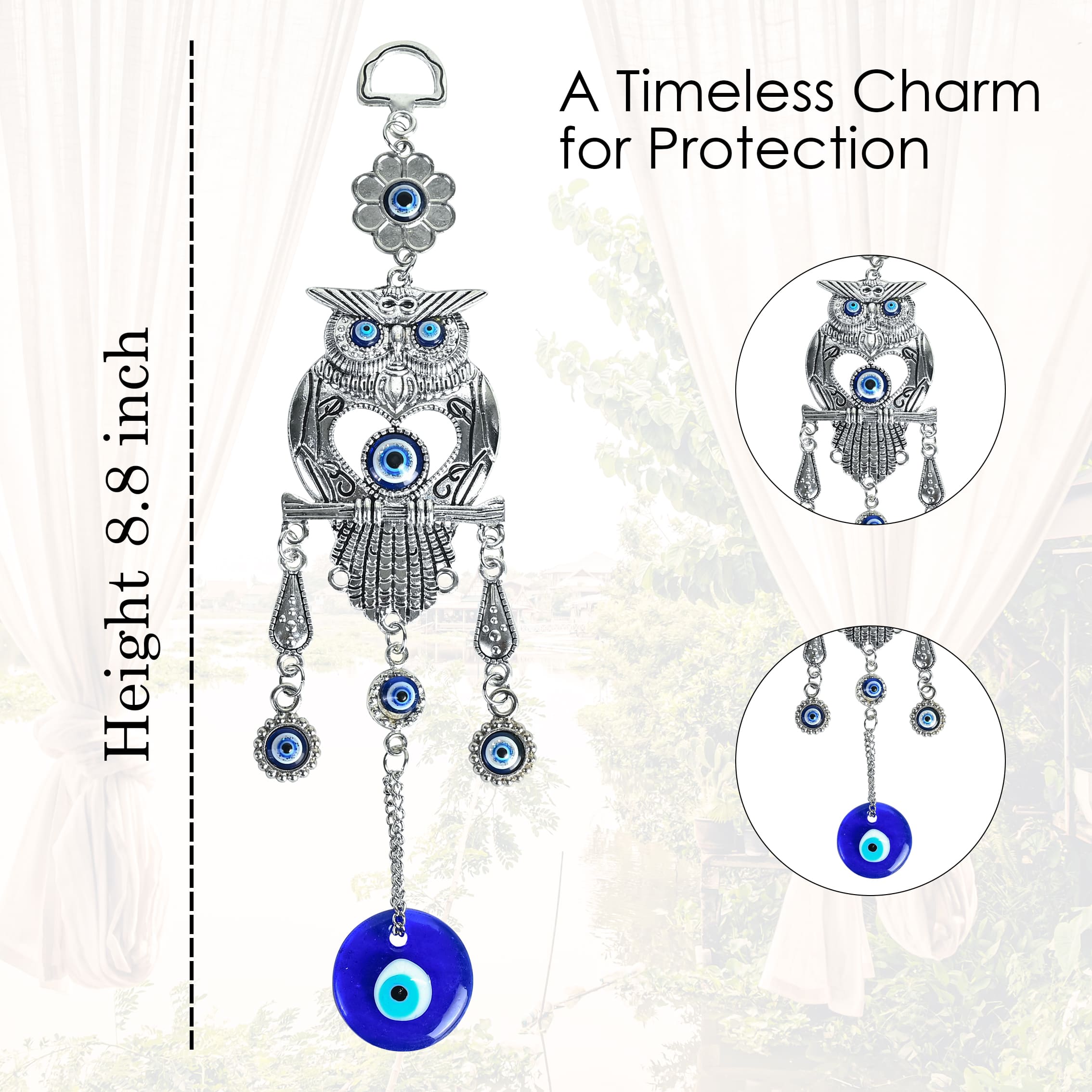 HindCraft Owl Evil Eye Hanging for Home Entrance Wall Decor & Protection
