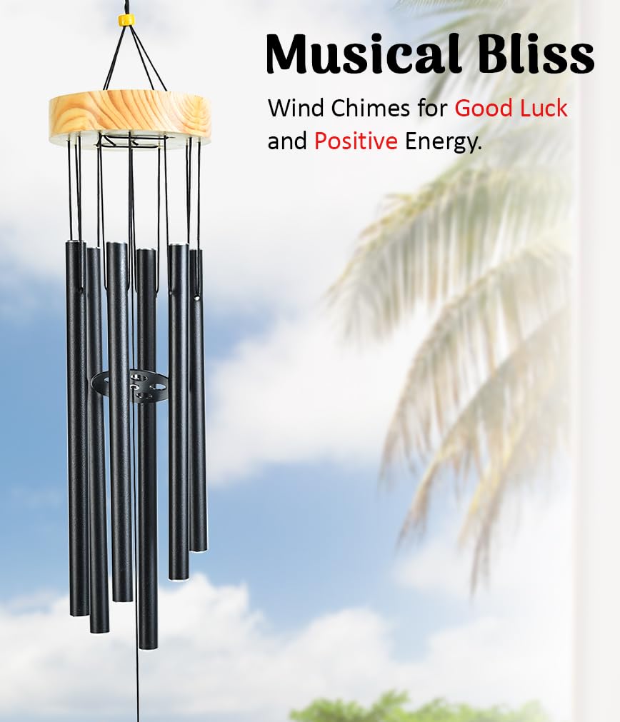 HindCraft Black Metal Wind Chime for Balcony & Garden Decor