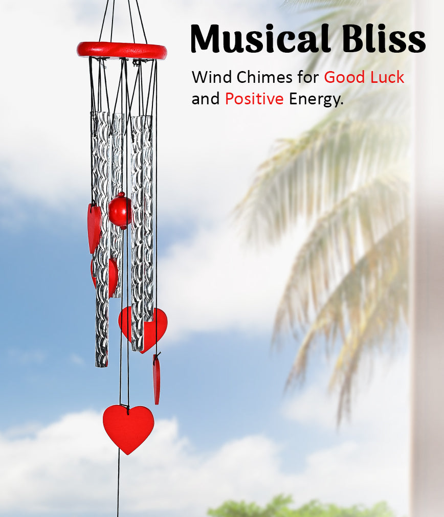 HindCraft Red Heart Wind Chime for Home Decor Hanging Metal Chime