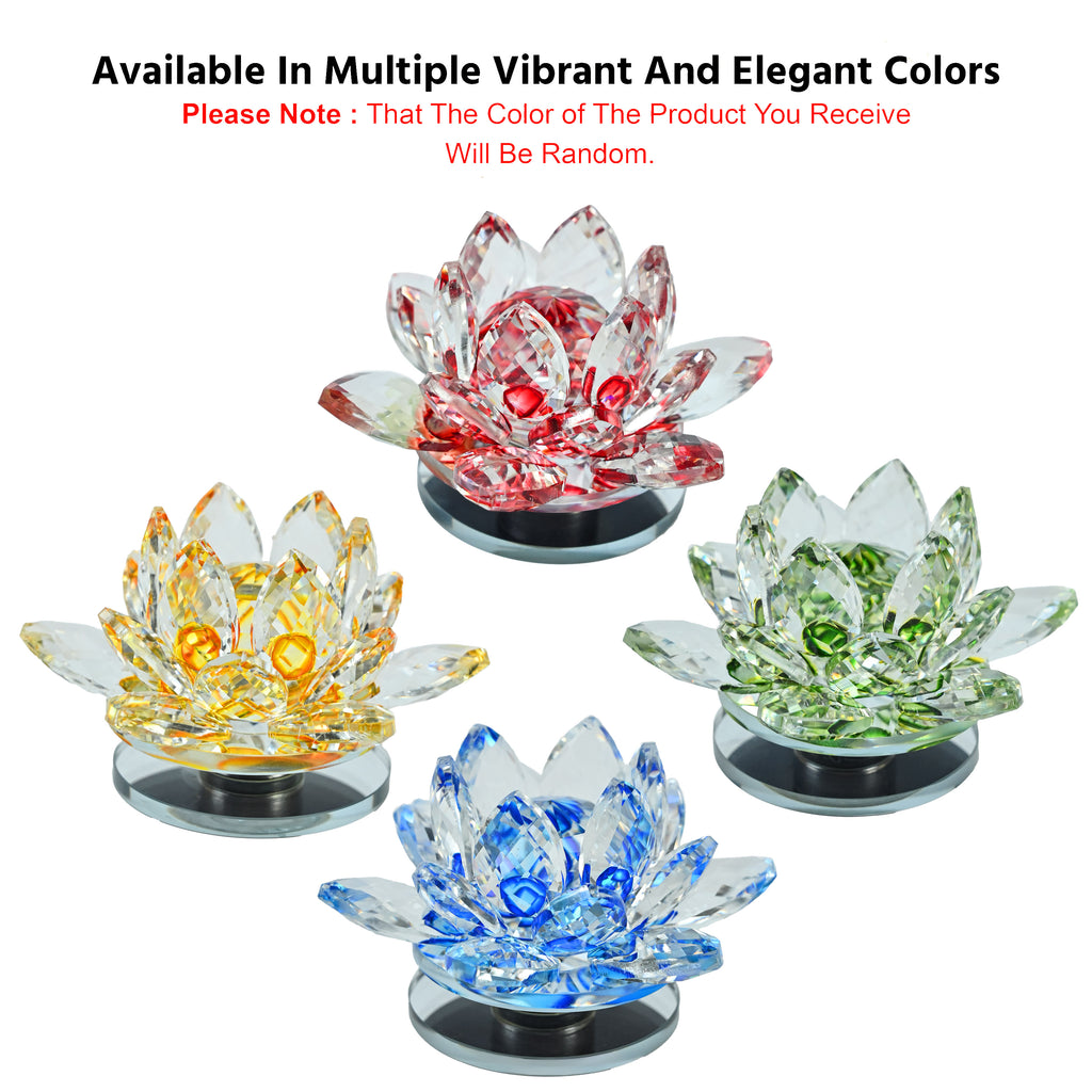 HindCraft Crystal Lotus Showpiece for Home, Office Desk & Table Décor