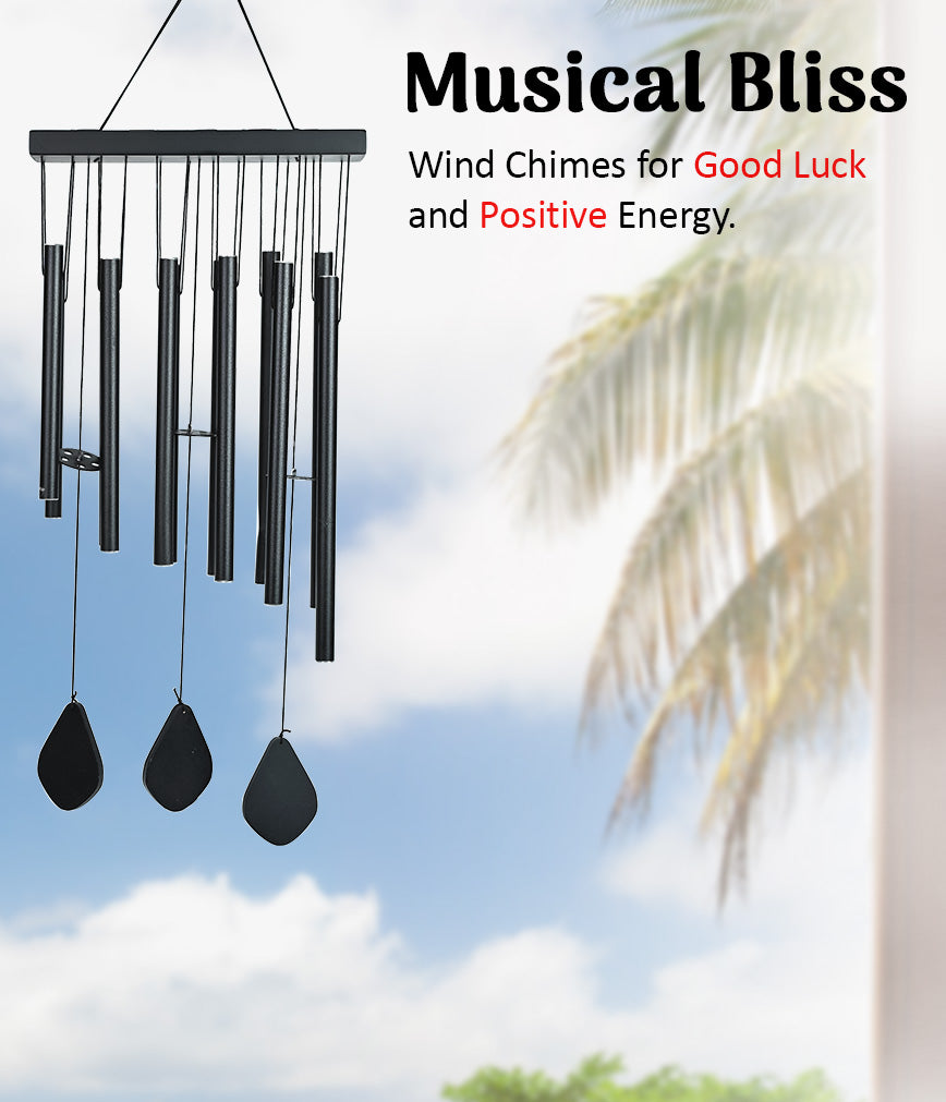 HindCraft Black Metal Wind Chime for Home, Balcony & Garden Décor