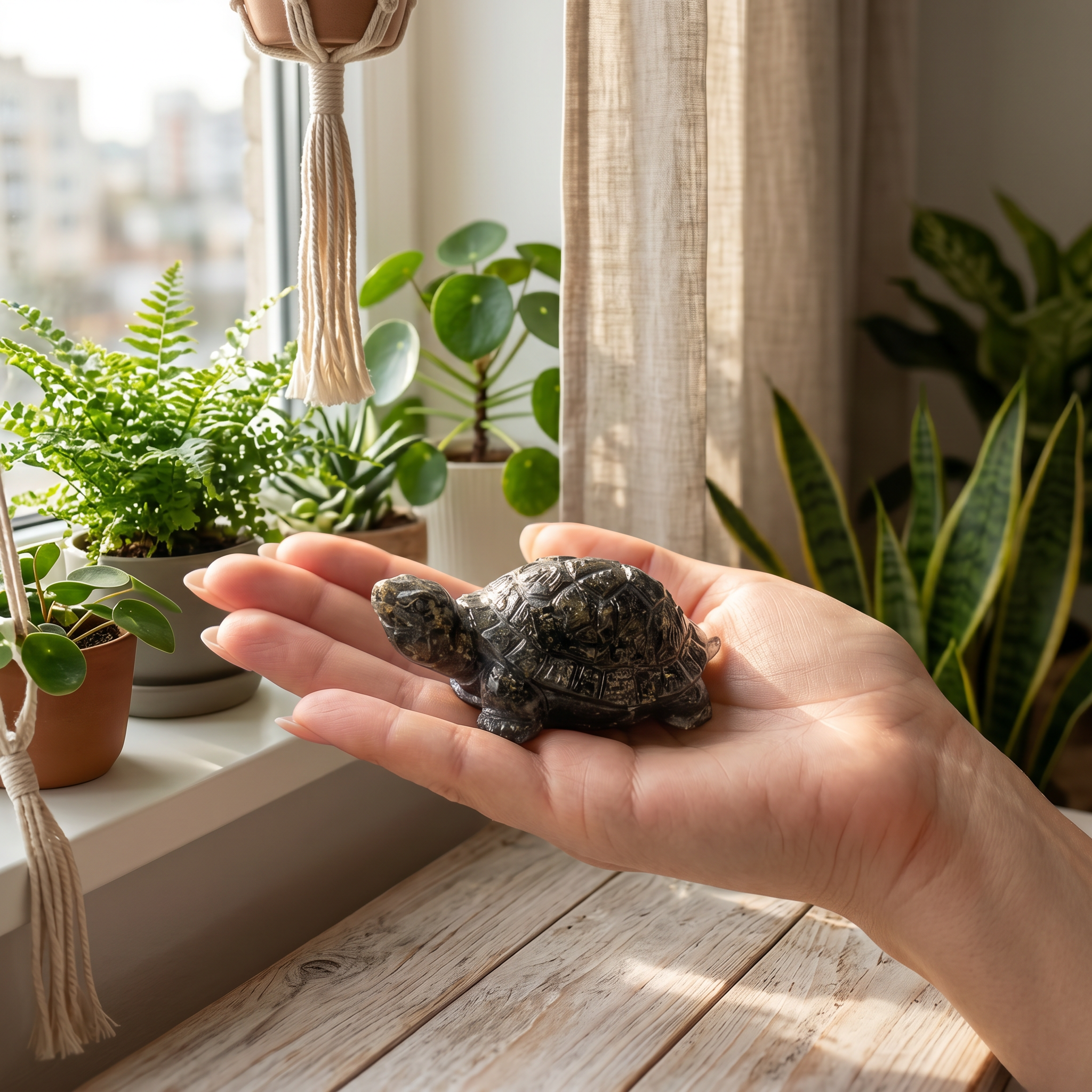 HindCraft Natural Pyrite Tortoise Showpiece | Crystal Turtle for Vastu, Feng Shui, Home & Office Decor