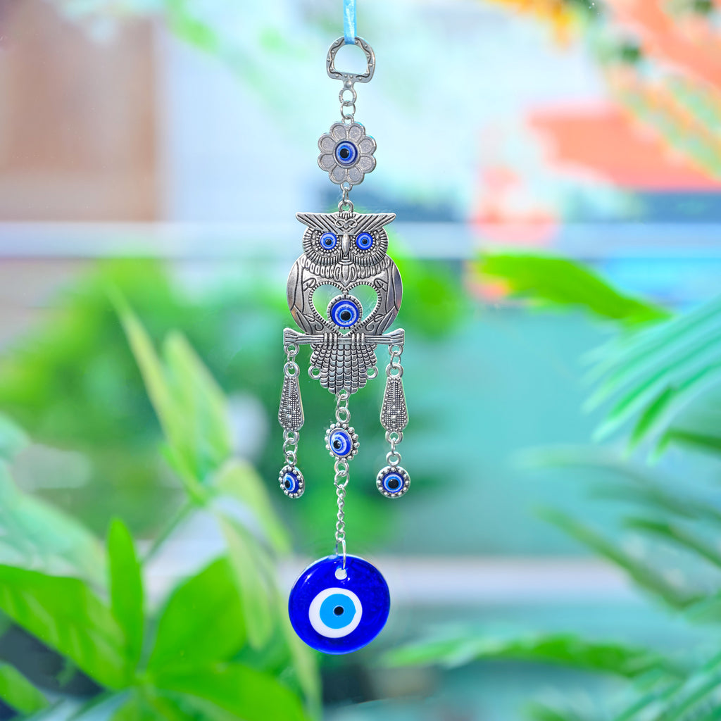 HindCraft Owl Evil Eye Hanging for Home Entrance Wall Decor & Protection