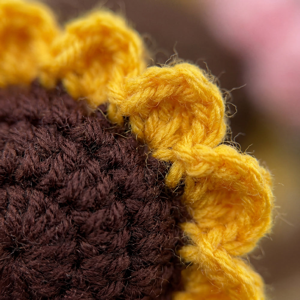 HindCraft Handmade Crochet Sunflower & Pink Rose Bouquet – Best Wishes Gift