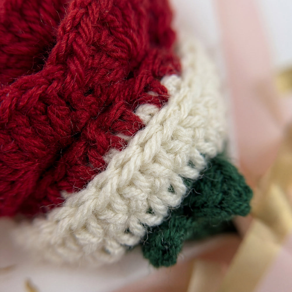 HindCraft Handmade Crochet Red & White Rose Bouquet – Best Wishes Gift