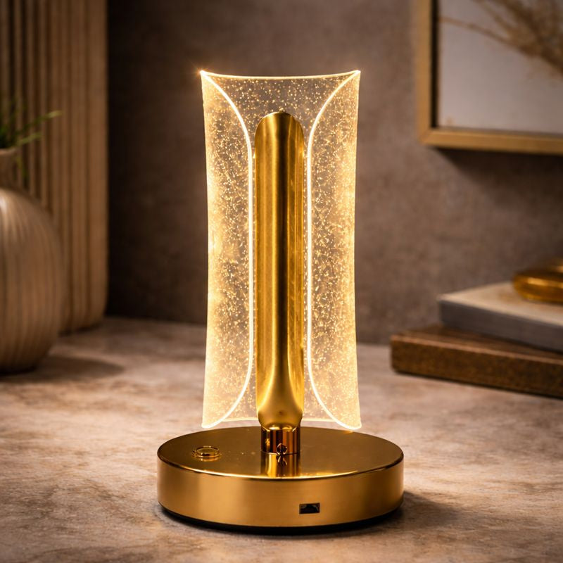 HindCraft Modern LED Table Lamp with Crystal Acrylic Shade for Bedroom, Living Room, Office Desk & Home Décor