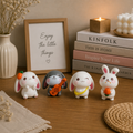 HindCraft Cute Bunny Mini Showpiece Set of 4 | Rabbit Figurines for Home Decor, Desk, Car Dashboard & Gifting