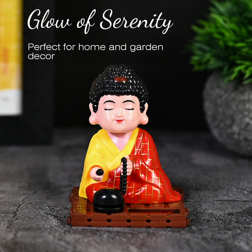 HindCraft Meditating Buddha Monk Showpiece with Prayer Beads for Home & Office Décor