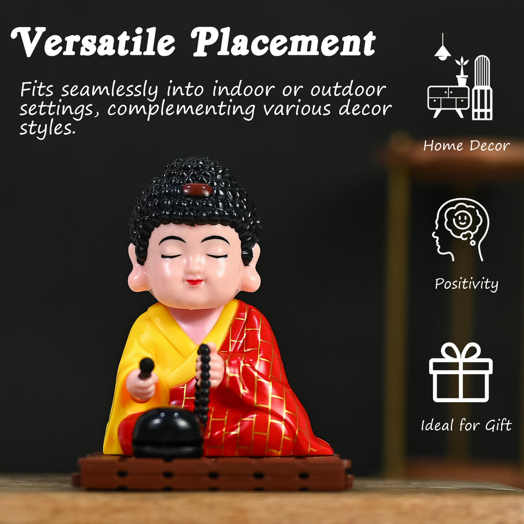HindCraft Meditating Buddha Monk Showpiece with Prayer Beads for Home & Office Décor