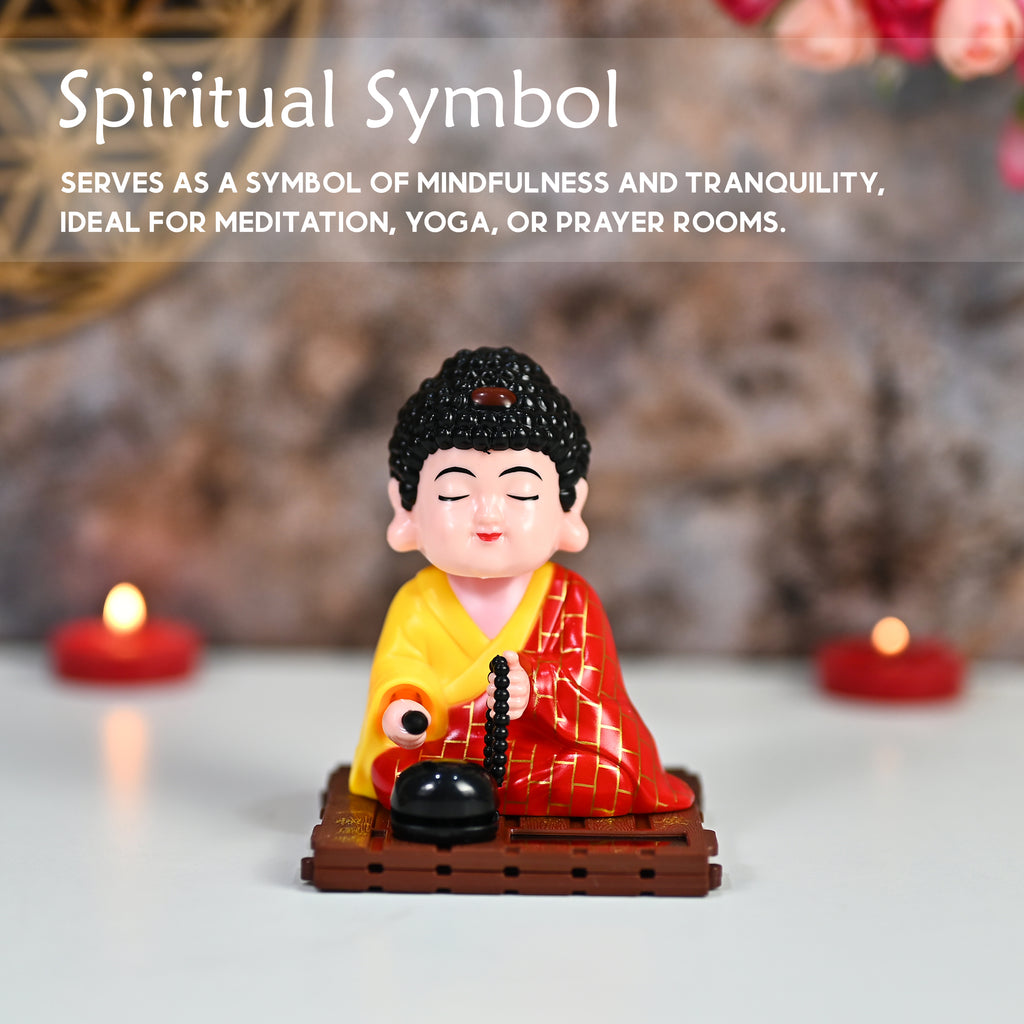 HindCraft Meditating Buddha Monk Showpiece with Prayer Beads for Home & Office Décor