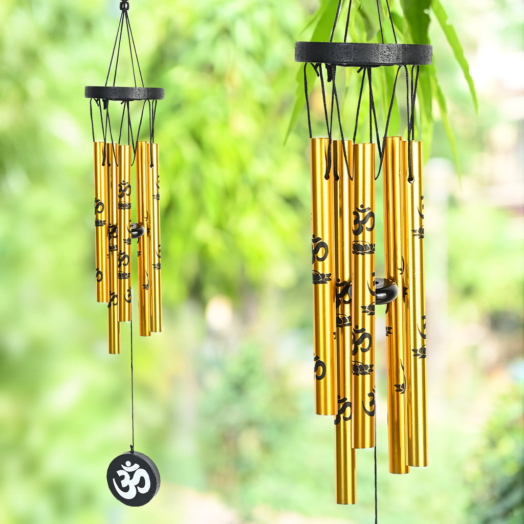 HindCraft Gold Om Wind Chime for Home & Garden