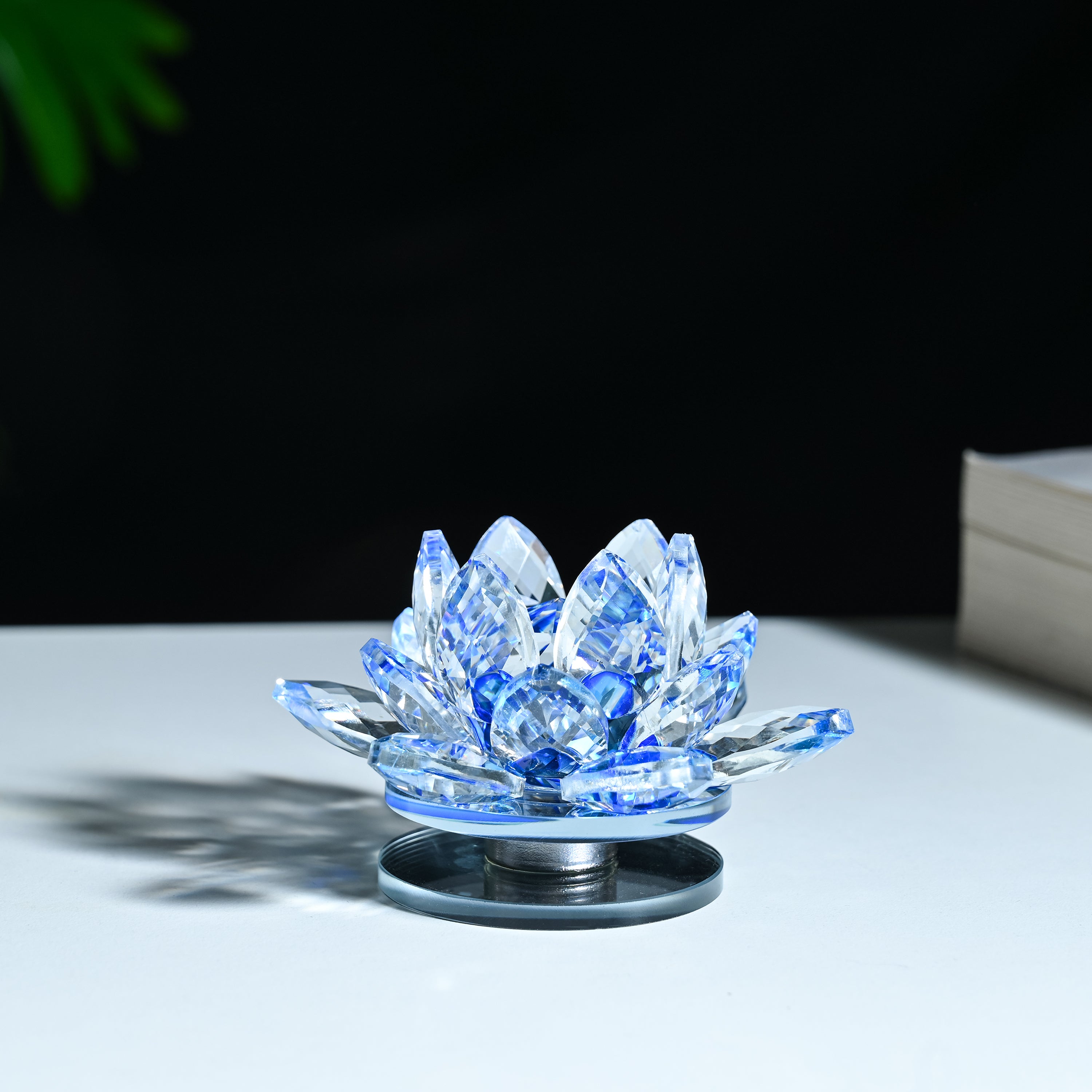 HindCraft Crystal Lotus Showpiece for Home, Office Desk & Table Décor