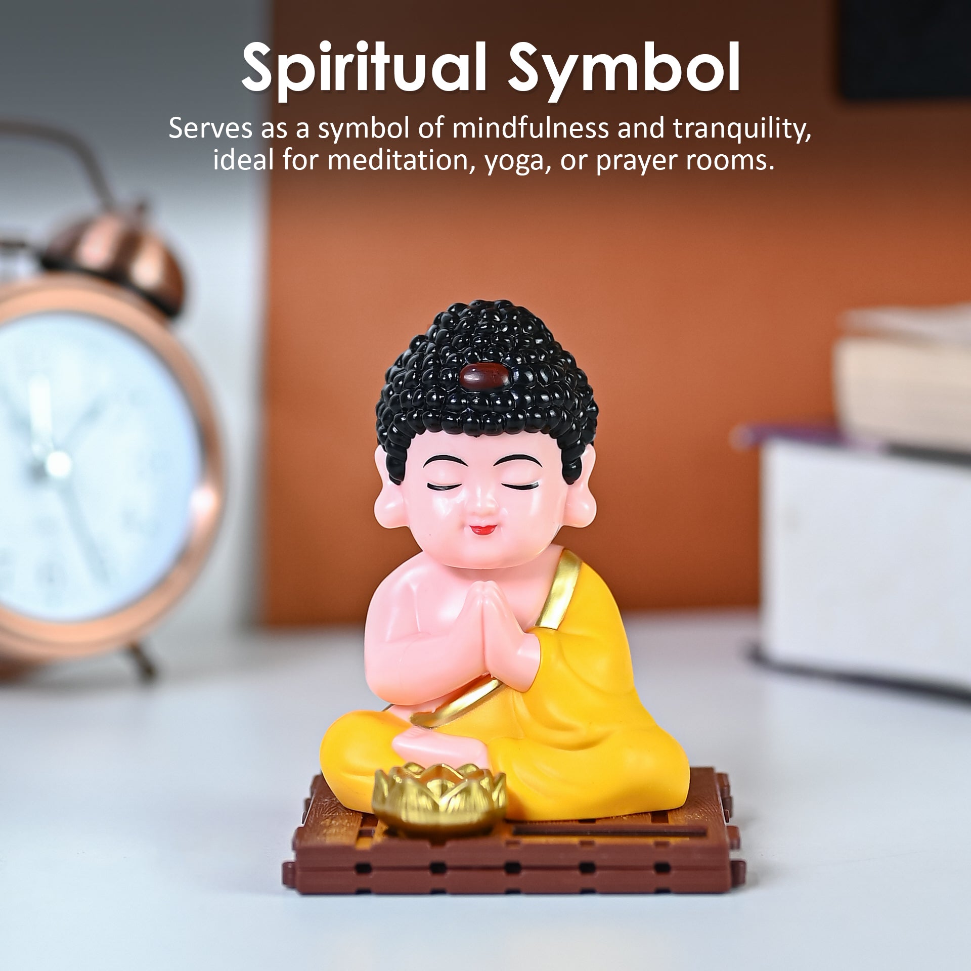 HindCraft Praying Baby Buddha Monk Showpiece with Lotus Bowl for Home, Office & Meditation Décor
