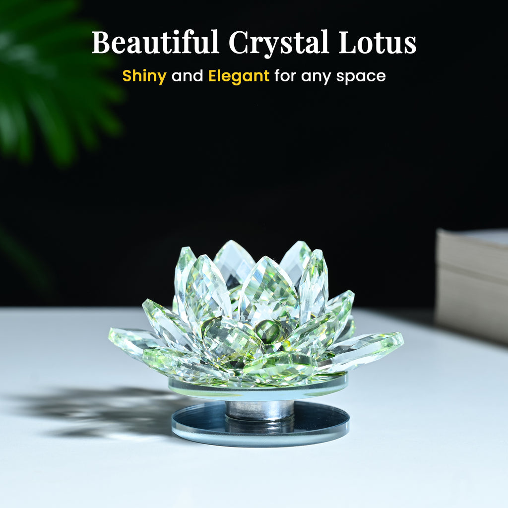 HindCraft Crystal Lotus Showpiece for Home, Office Desk & Table Décor