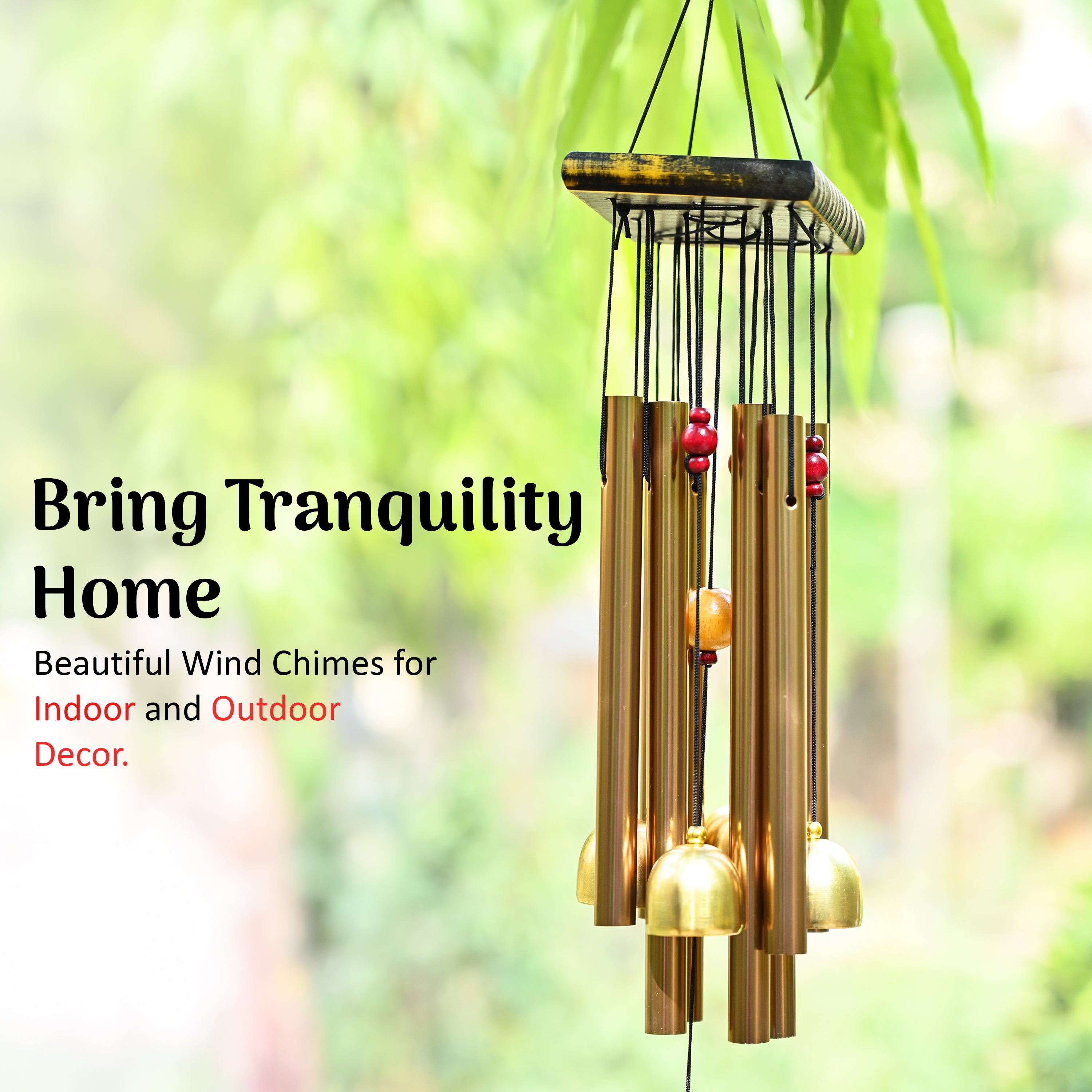 HindCraft Wind Chime with Brass Bells for Home Décor, Balcony
