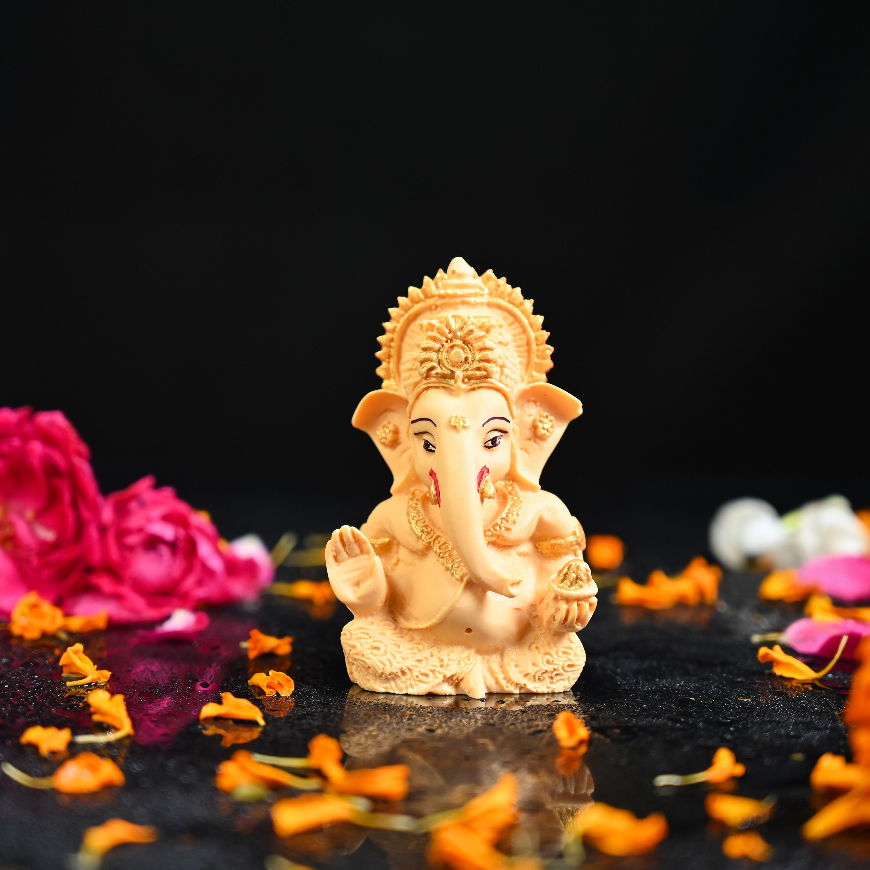 HindCraft Lord Ganesha Idol for Car Dashboard, Home Temple, Office Desk & Spiritual Décor
