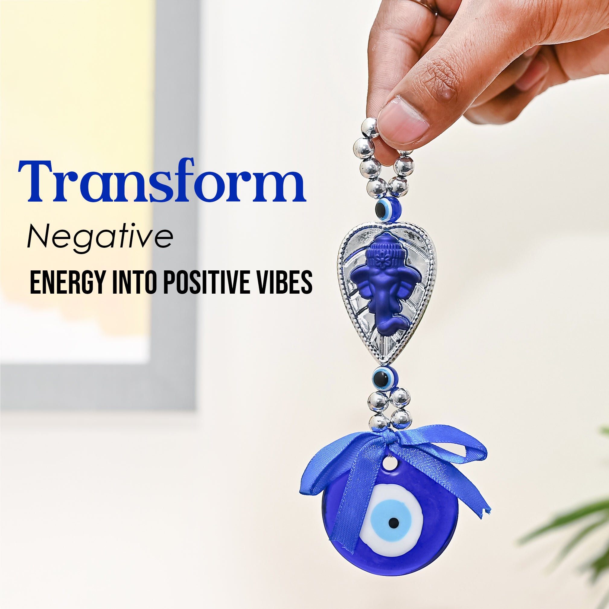 HindCraft Lord Ganesha Evil Eye Hanging for Home, Office & Car