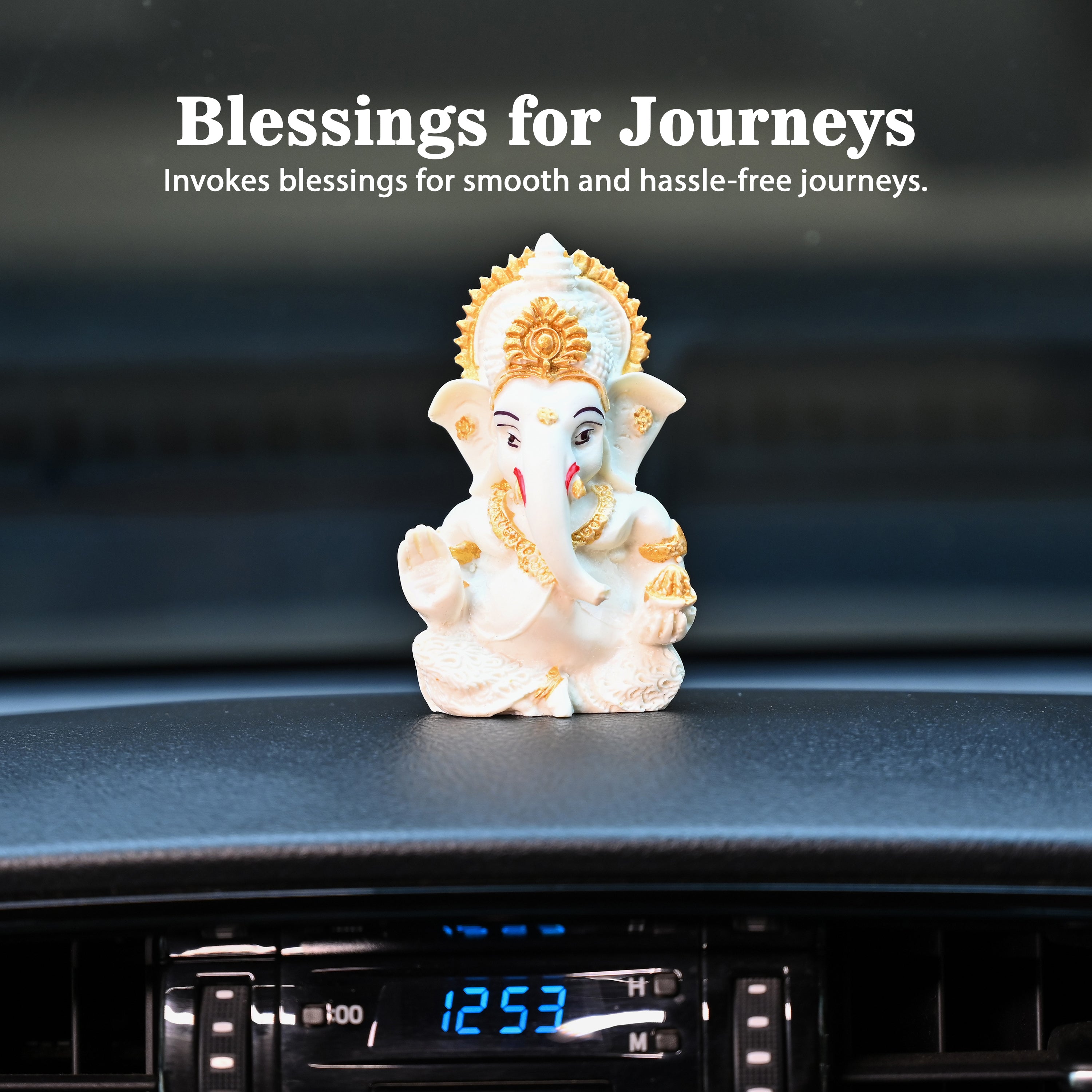 HindCraft Lord Ganesha Idol for Car Dashboard, Home & Office Decor