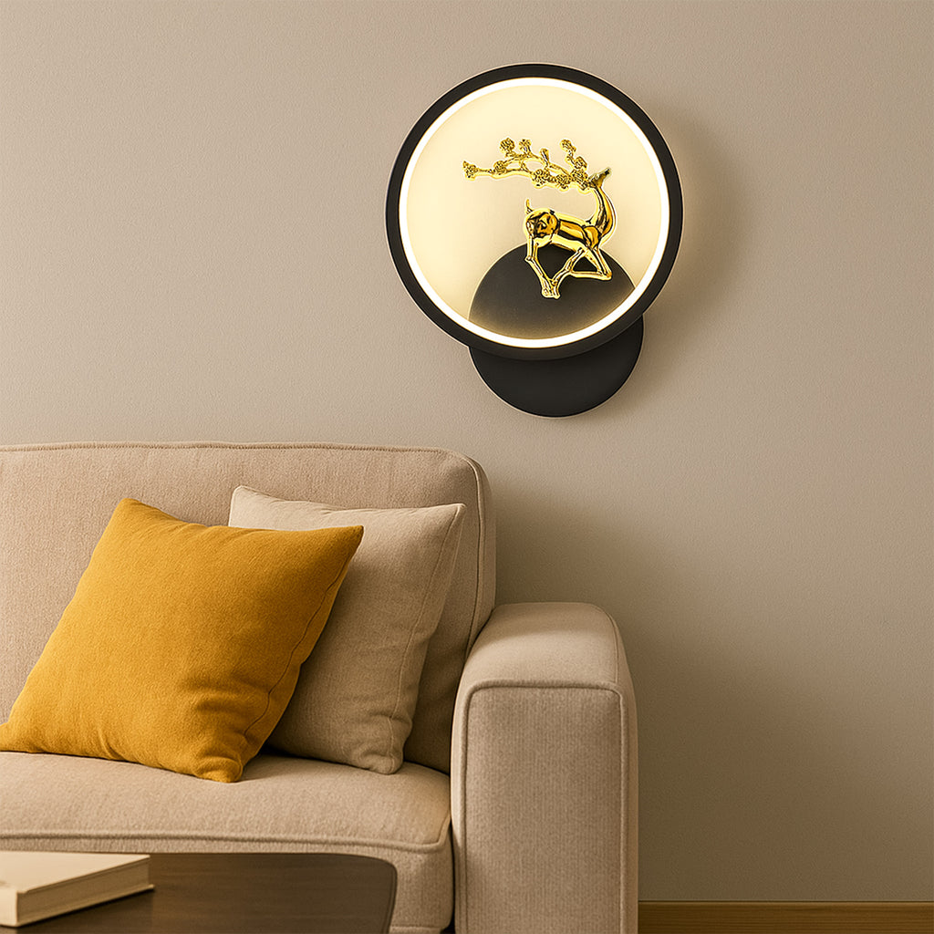 HindCraft Golden Deer LED Ring Table Lamp for Bedroom & Home Décor