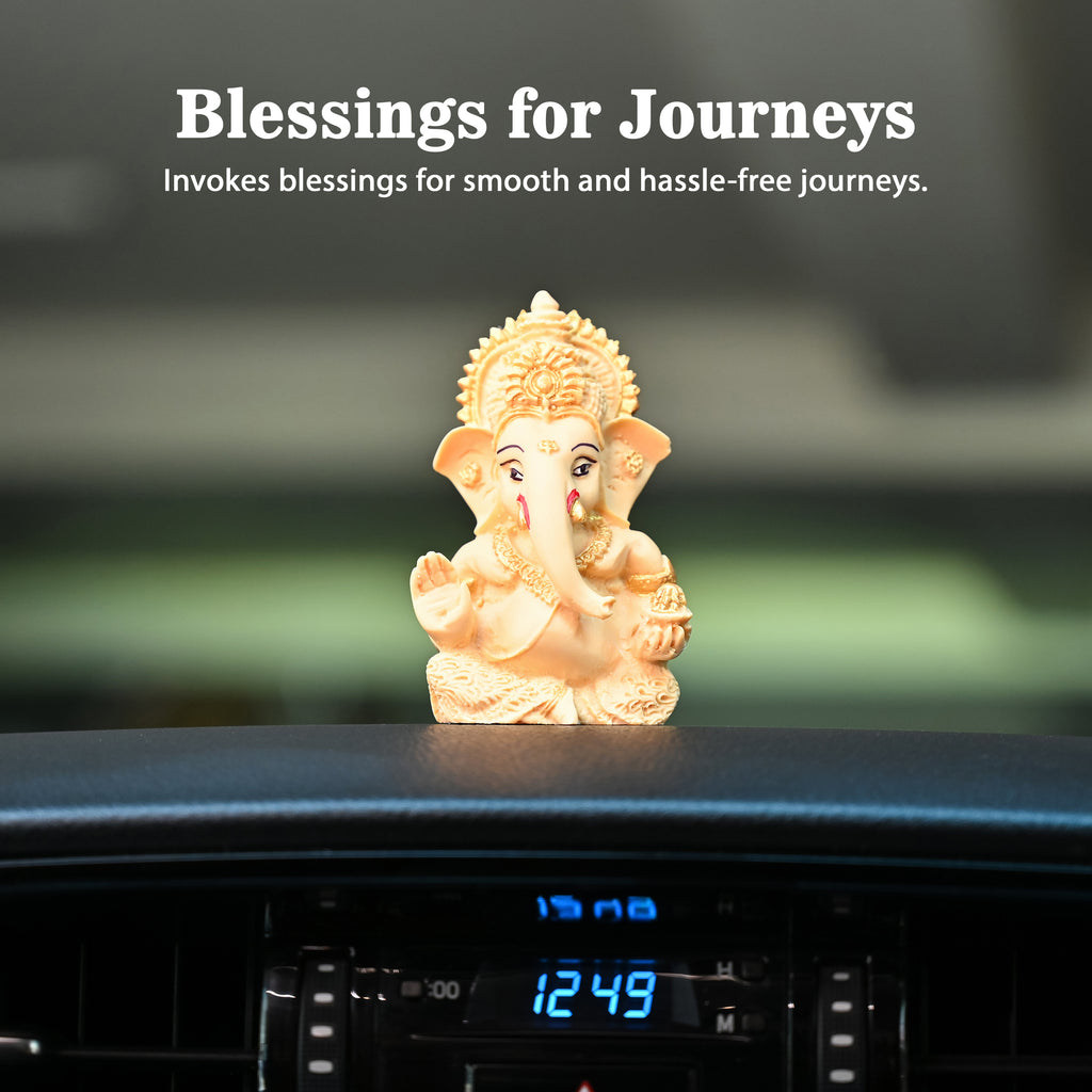 HindCraft Lord Ganesha Idol for Car Dashboard, Home Temple, Office Desk & Spiritual Décor