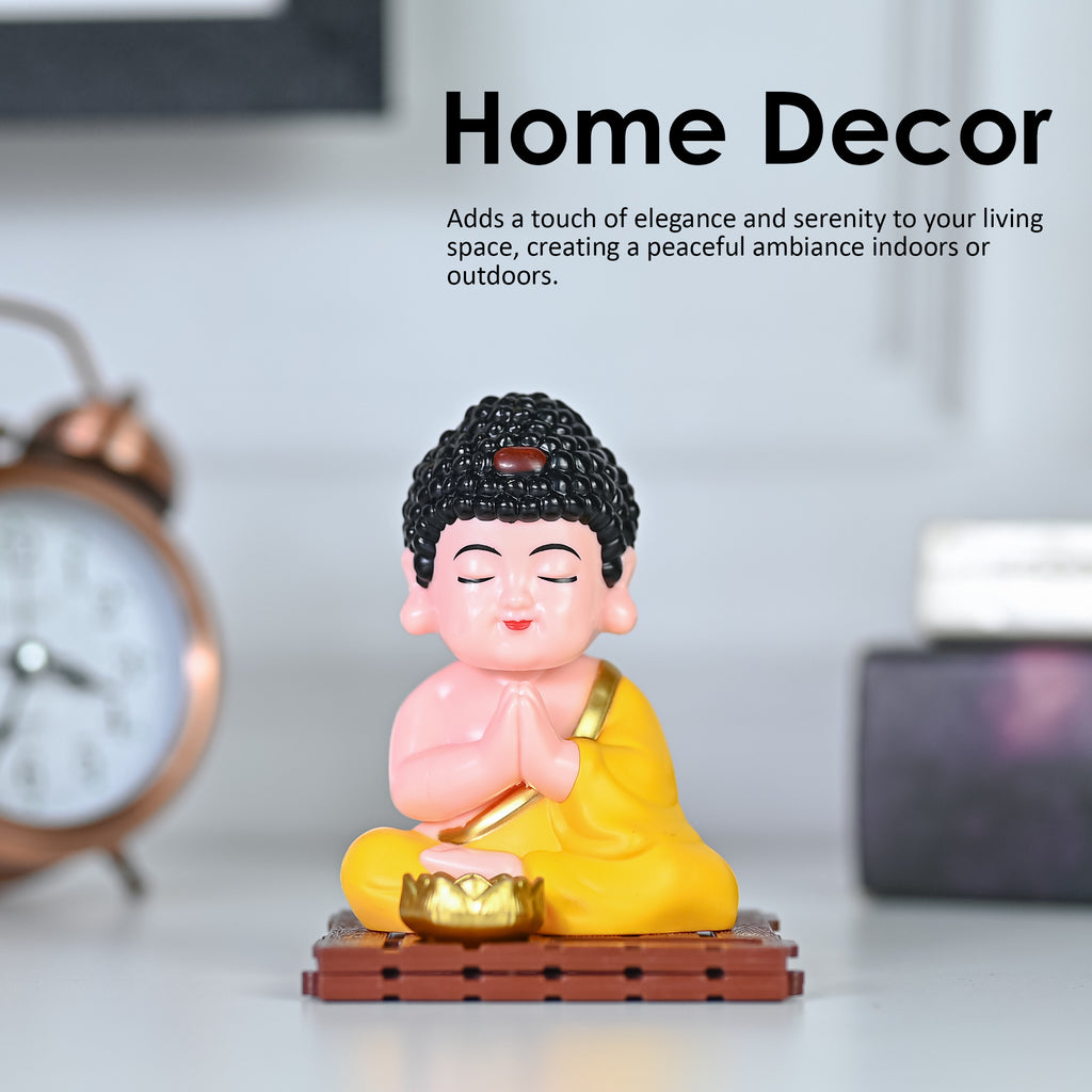 HindCraft Praying Baby Buddha Monk Showpiece with Lotus Bowl for Home, Office & Meditation Décor
