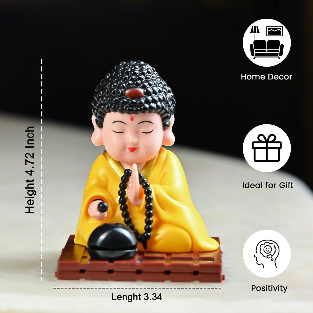 HindCraft Meditating Buddha Monk Showpiece with Prayer Beads for Home & Office Décor