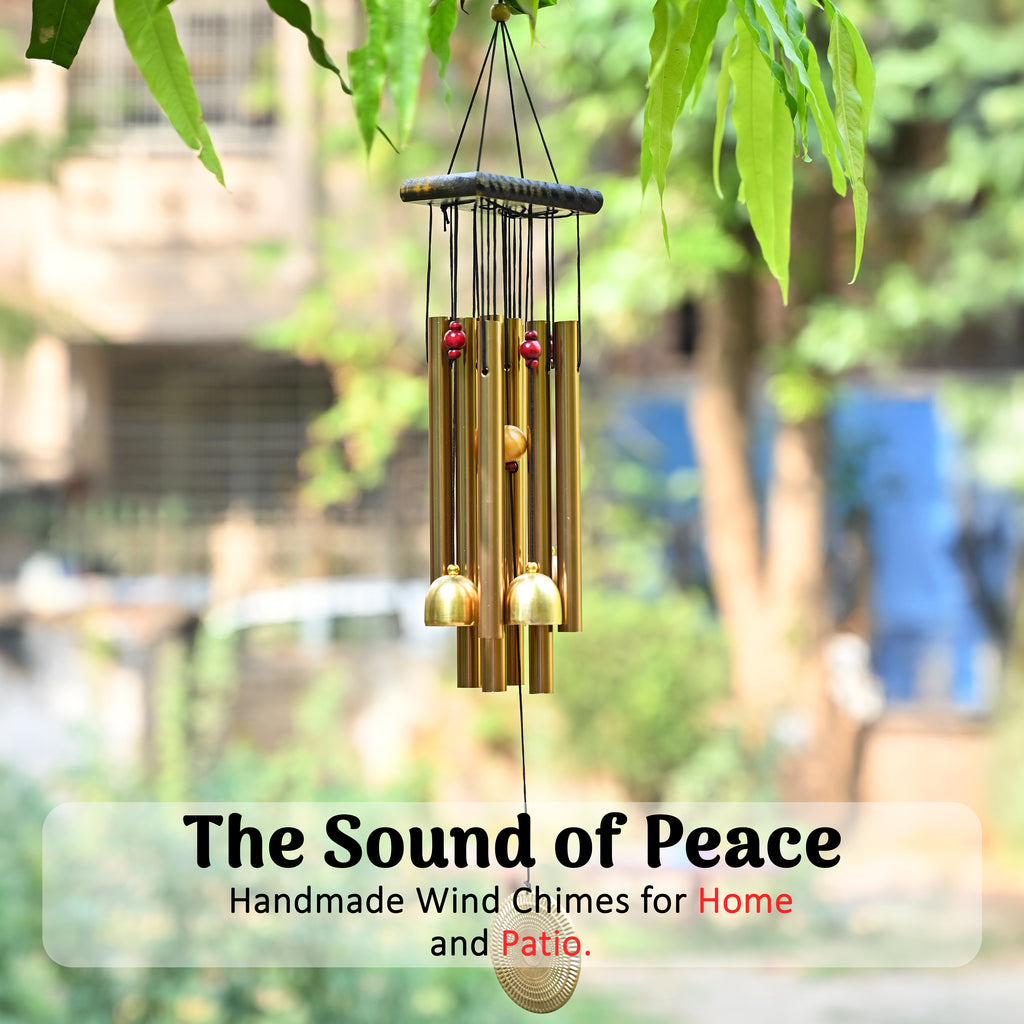 HindCraft Wind Chime with Brass Bells for Home Décor, Balcony