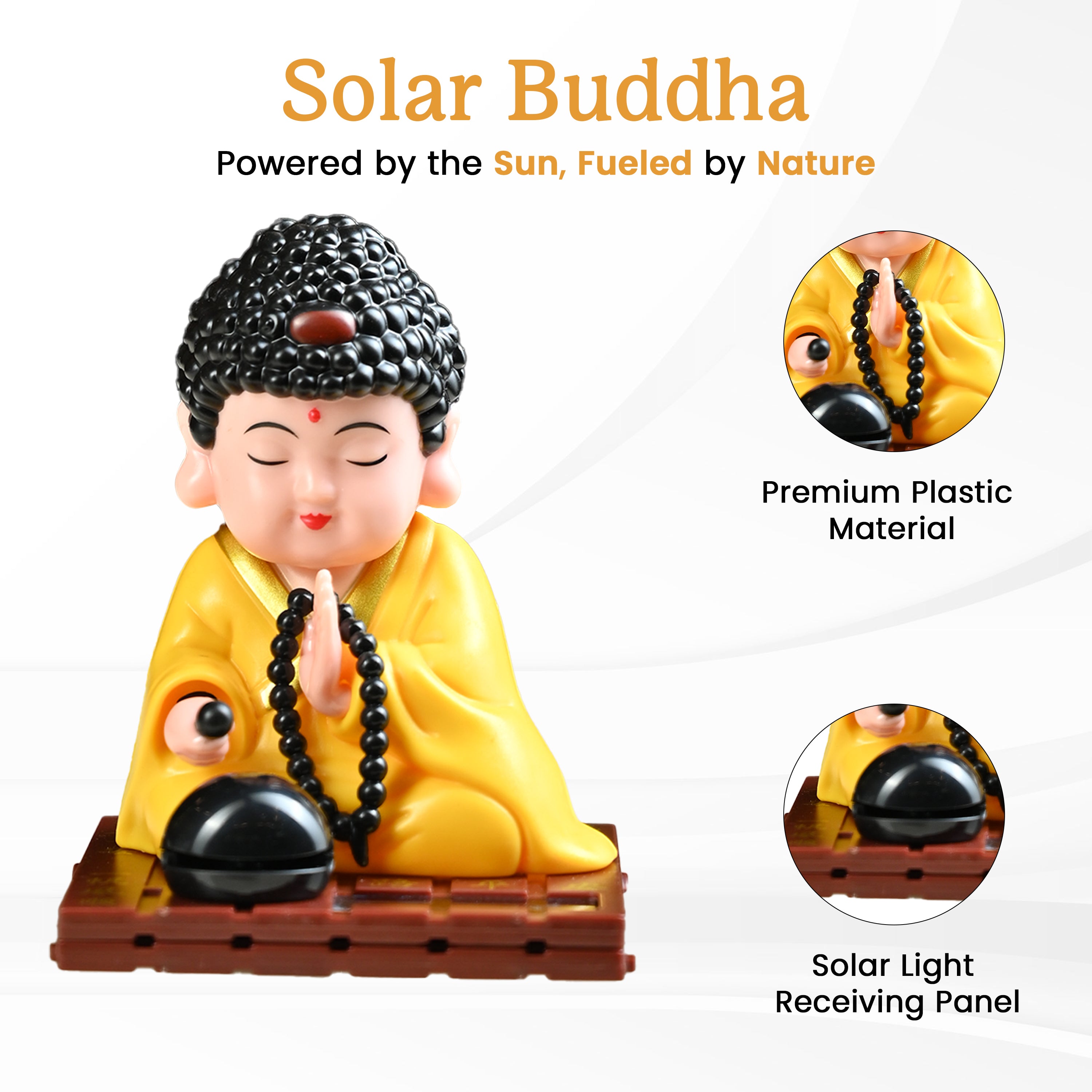 HindCraft Meditating Buddha Monk Showpiece with Prayer Beads for Home & Office Décor