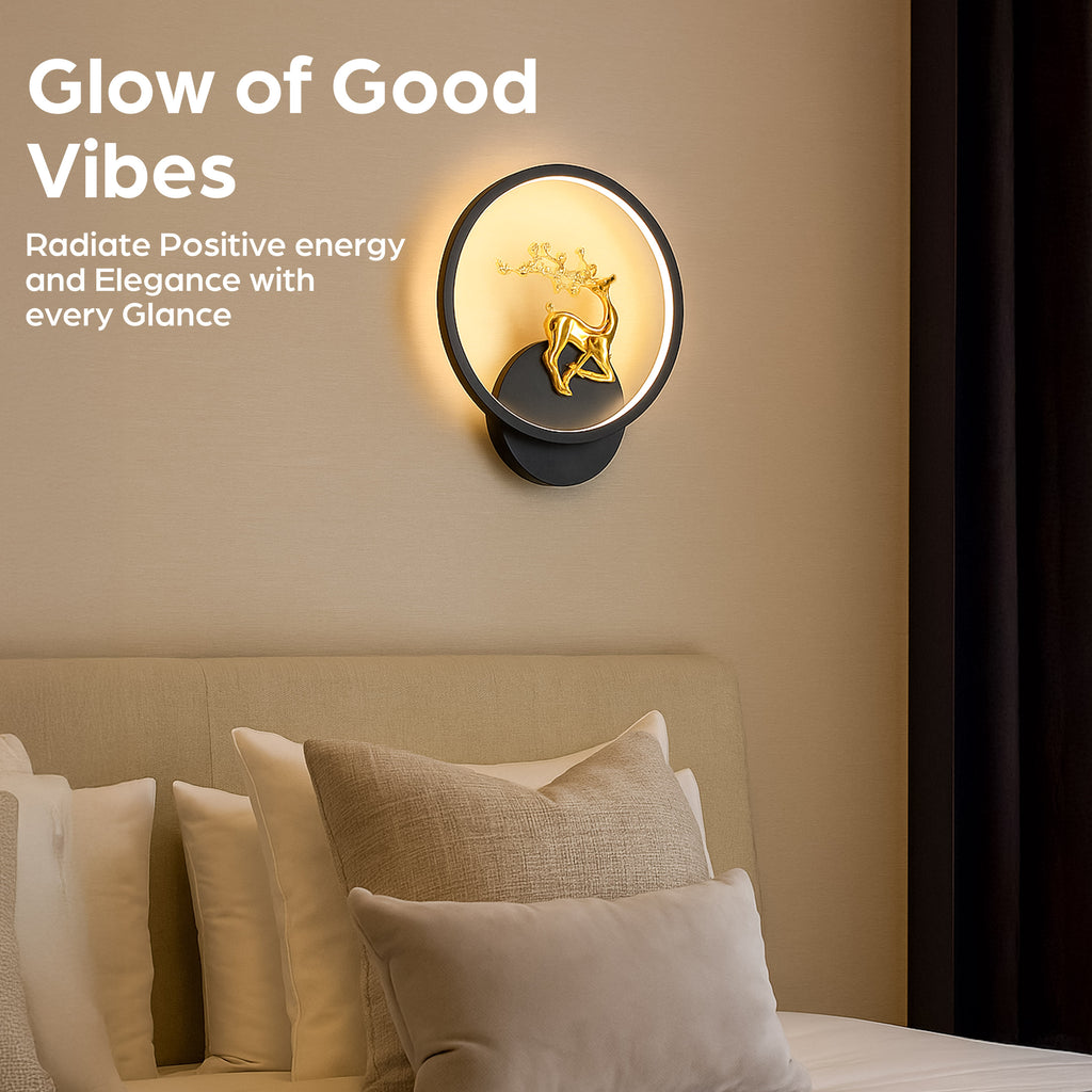 HindCraft Golden Deer LED Ring Table Lamp for Bedroom & Home Décor