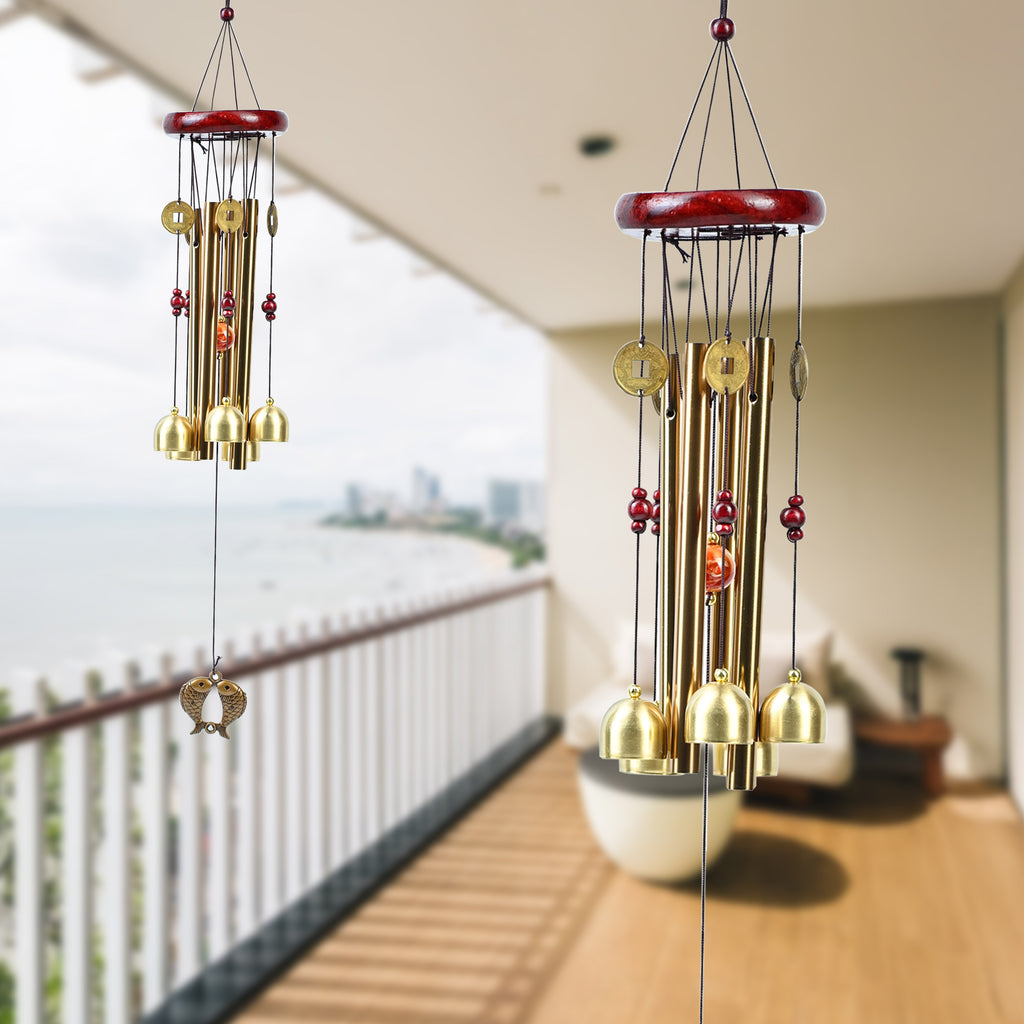HindCraft Feng Shui Wind Chime with Bells & Coins for Home Entrance