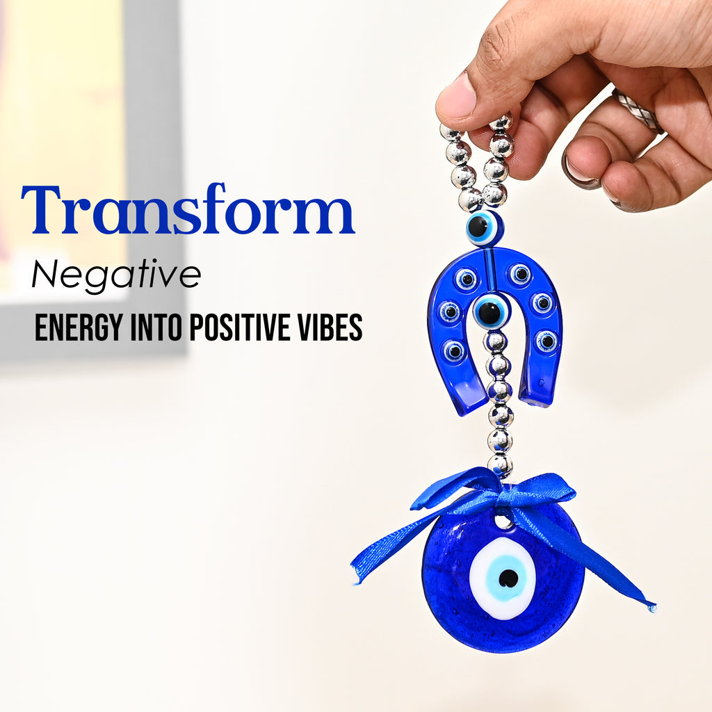 HindCraft Evil Eye Horseshoe Hanging for Home, Car & Office