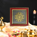 HindCraft Shree Yantra Frame with Raw Pyrite Stone for Wall & Table Décor 7.5×7.5 Inch