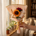 HindCraft Handmade Crochet Sunflower & Rose Bouquet – Best Wishes Gift