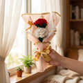 HindCraft Handmade Crochet Red & White Rose Bouquet – Best Wishes Gift